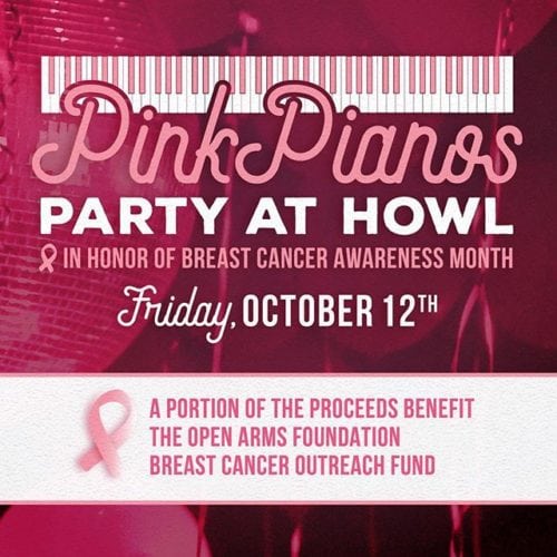 We are so excited for our 2nd annual #PinkPianos party on Friday, October 12th! A night to benefit the Open Arms Foundation & Breast Cancer Awareness 💕💖💞 Follow link in bio for more info! . . . #howlatthemoon #livemusic #drinks #wolfpack #buckets #cocktails #breastcancerawareness #drinkforacause #breastcancer #october