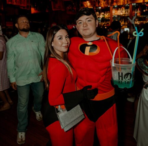 halloween costume couple dressed as the incredibles