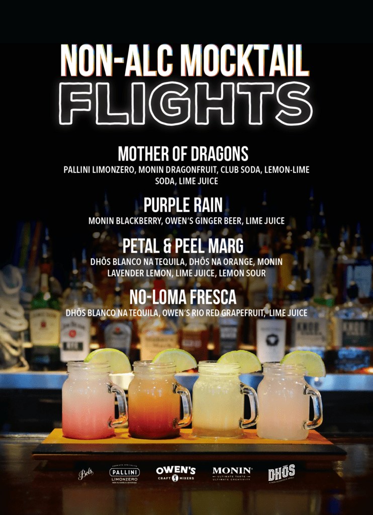 Non-Alcoholic Mocktail Flight Menu