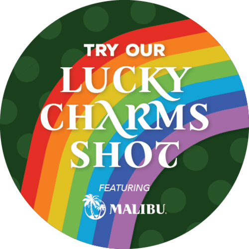 howl at the moon's march featured drink: the lucky charms shot
